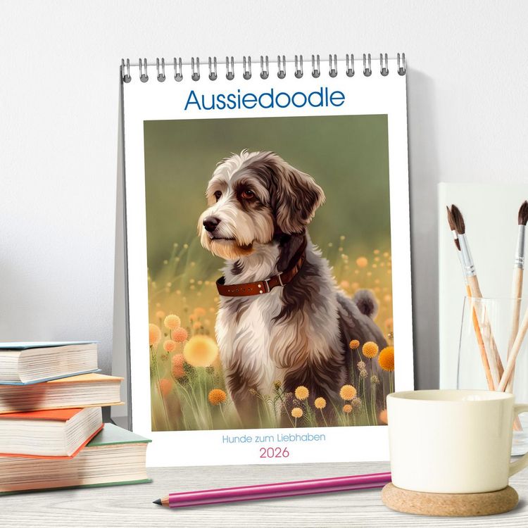 Produktbild: Aussiedoodle - Hunde zum Liebhaben (Tischkalender 2026 DIN A5 hoch), CALVENDO Monatskalender