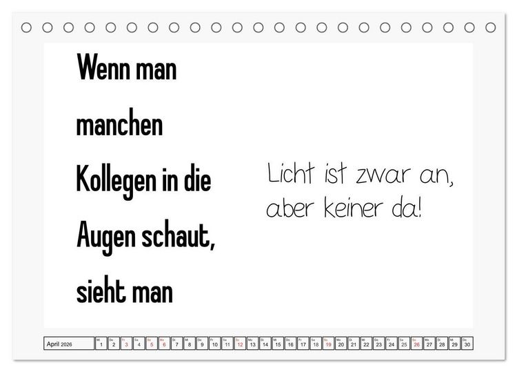 Produktbild: Typo-Kalender f&uuml;r das B&uuml;ro. Sarkasmus und fiese Spr&uuml;che (Tischkalender 2026 DIN A5 quer), CALVENDO Monatskalender