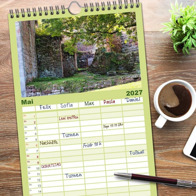 Produktbild: Familienplaner 2027 - Burg Wildenberg mit 5 Spalten (Wandkalender, 21 x 45 cm) CALVENDO