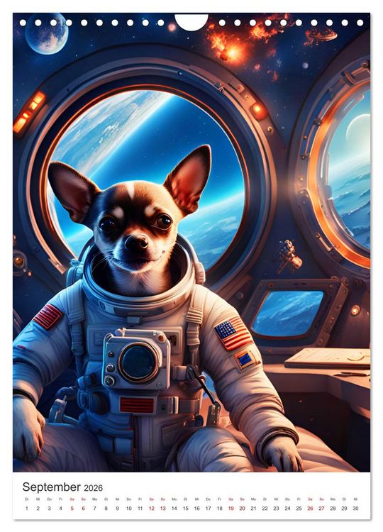 Produktbild: Chihuahua Abenteuer im Weltraum (Wandkalender 2026 DIN A4 hoch), CALVENDO Monatskalender