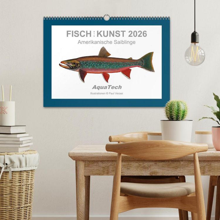 Produktbild: Fisch als Kunst 2026: Amerikanische Saiblinge (Wandkalender 2026 DIN A3 quer), CALVENDO Monatskalender