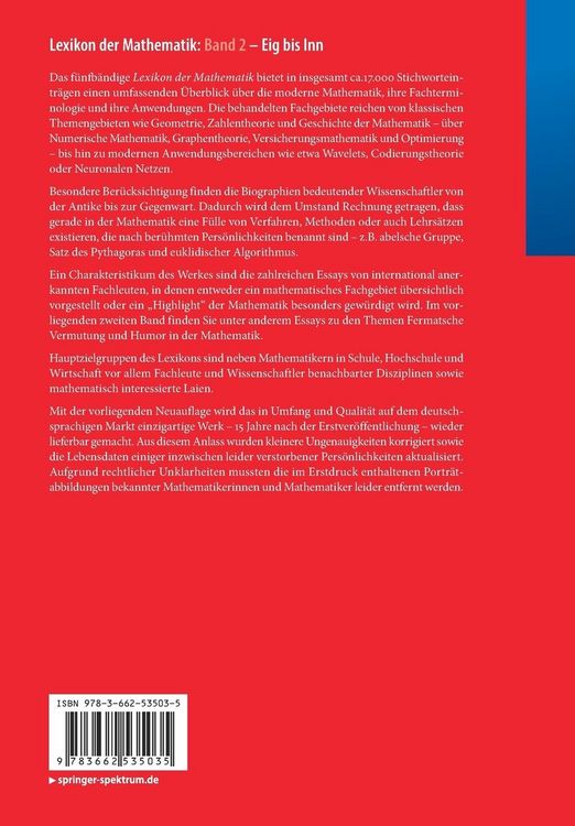 Produktbild: Lexikon der Mathematik: Band 2