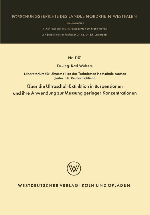 Produktbild: &Uuml;ber die Ultraschall-Extinktion in Suspensionen und ihre Anwendung zur Messung geringer Konzentrationen