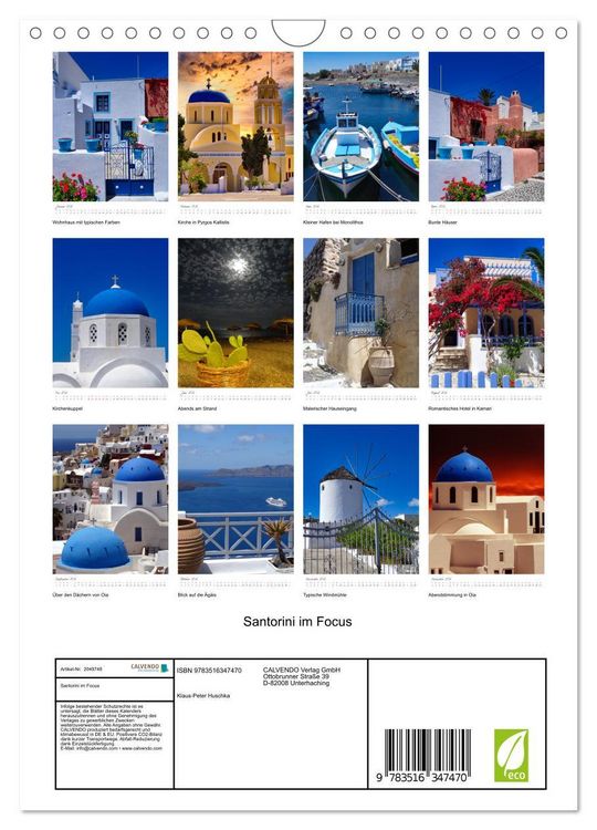 Produktbild: Santorini im Focus (Wandkalender 2026 DIN A4 hoch), CALVENDO Monatskalender