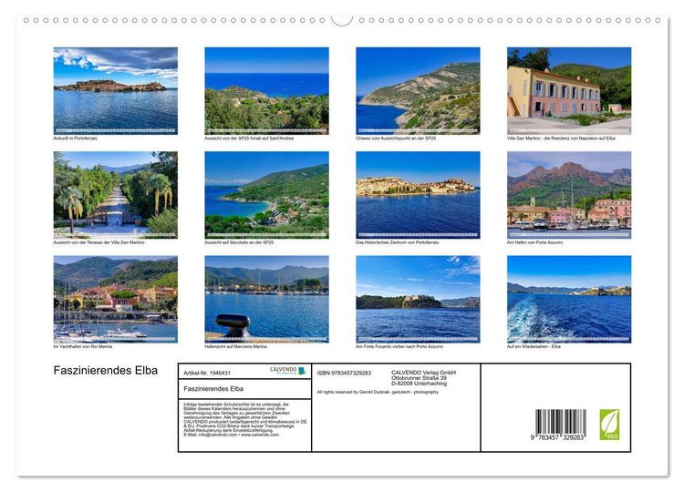 Produktbild: Faszinierendes Elba (hochwertiger Premium Wandkalender 2026 DIN A2 quer), Kunstdruck in Hochglanz
