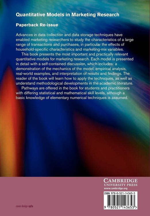 Produktbild: Quantitative Models in Marketing Research