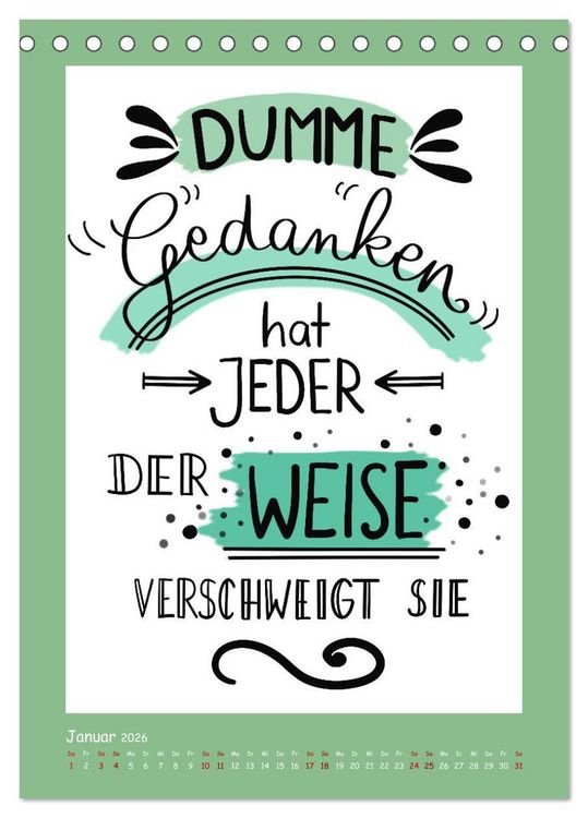 Produktbild: Nachgedacht-Spr&uuml;che und Zitate (Tischkalender 2026 DIN A5 hoch), CALVENDO Monatskalender
