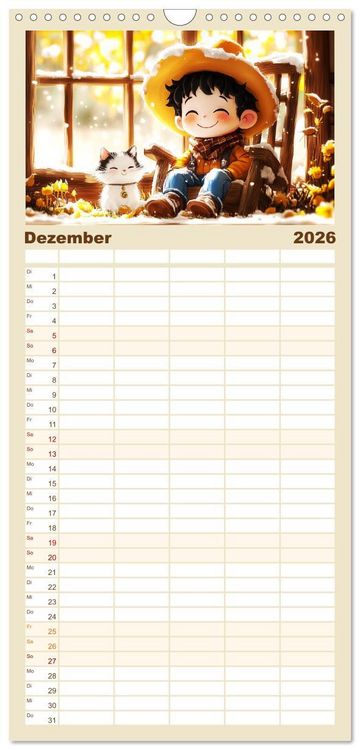 Produktbild: Familienplaner 2026 - Kleine Farmer. Niedliche Jungs mit ihren tierischen Freunden mit 5 Spalten (Wandkalender, 21 x 45 cm) CALVENDO