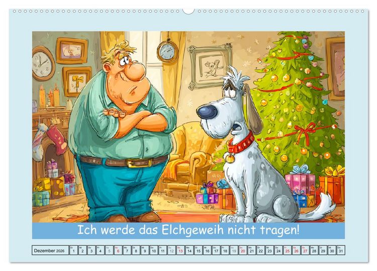 Produktbild: Hund und Herrchen. Zu zweit allein im Chaos (hochwertiger Premium Wandkalender 2026 DIN A2 quer), Kunstdruck in Hochglanz