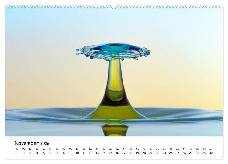 Produktbild: Wassertropfen - Kunstwerke der Natur (hochwertiger Premium Wandkalender 2026 DIN A2 quer), Kunstdruck in Hochglanz