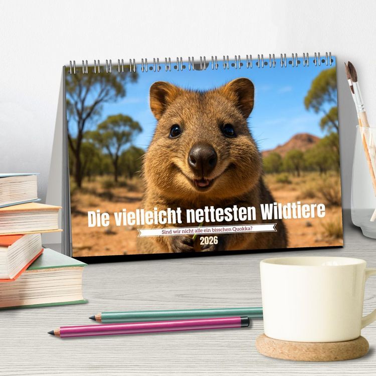 Produktbild: Die vielleicht nettesten Wildtiere (Tischkalender 2026 DIN A5 quer), CALVENDO Monatskalender