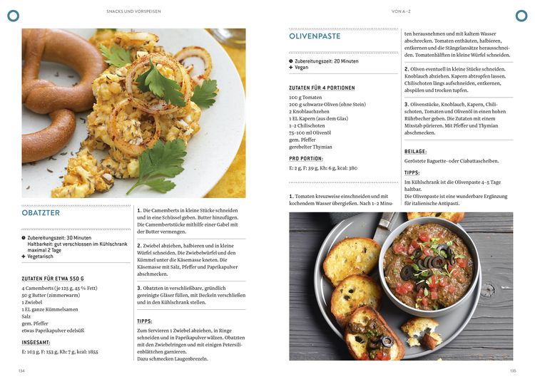 Snacks und Vorspeisen von A–Z
