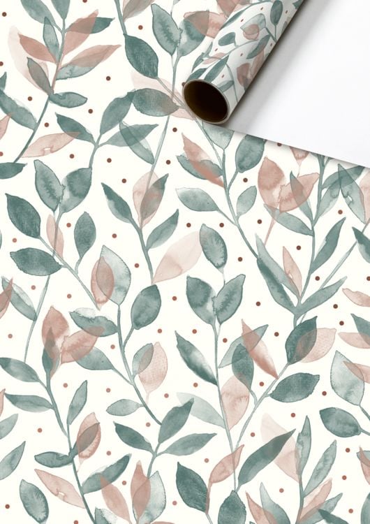 Produktbild: Geschenkpapier &bdquo;Merrit&ldquo; | 70 cm &times; 2 m, 80 g/m&sup2;, wei&szlig;/salbei