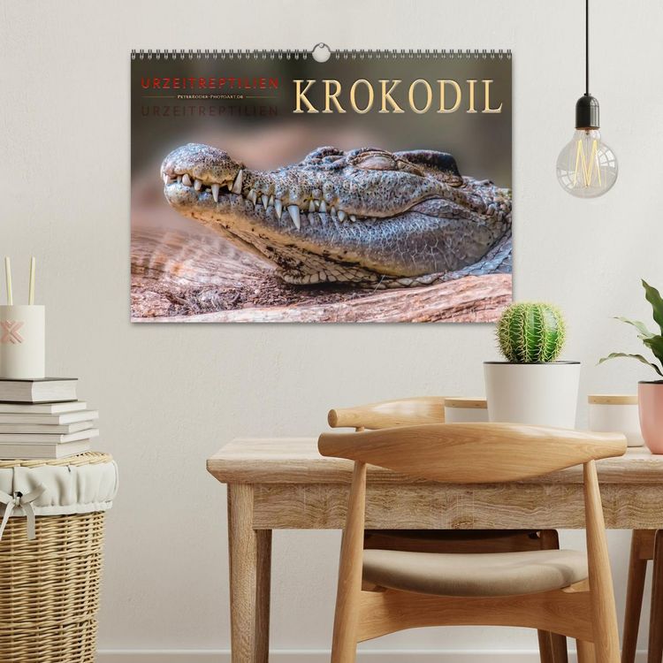 Produktbild: Urzeitreptilien - Krokodil (Wandkalender 2026 DIN A3 quer), CALVENDO Monatskalender