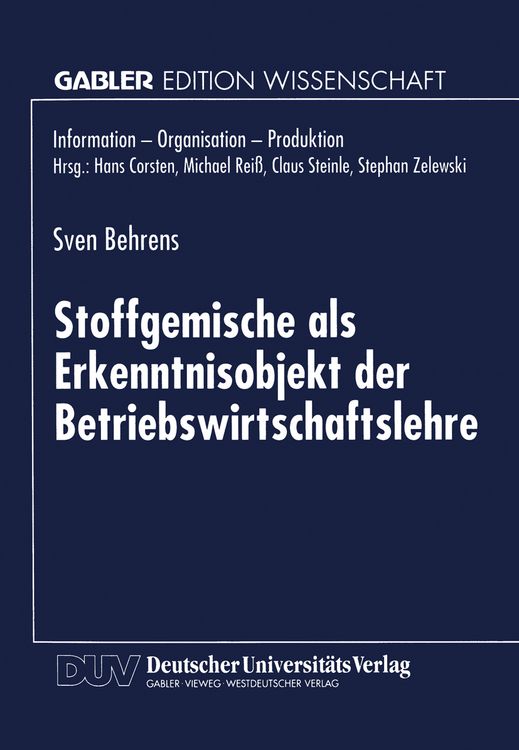 Produktbild: Stoffgemische als Erkenntnisobjekt der Betriebswirtschaftslehre