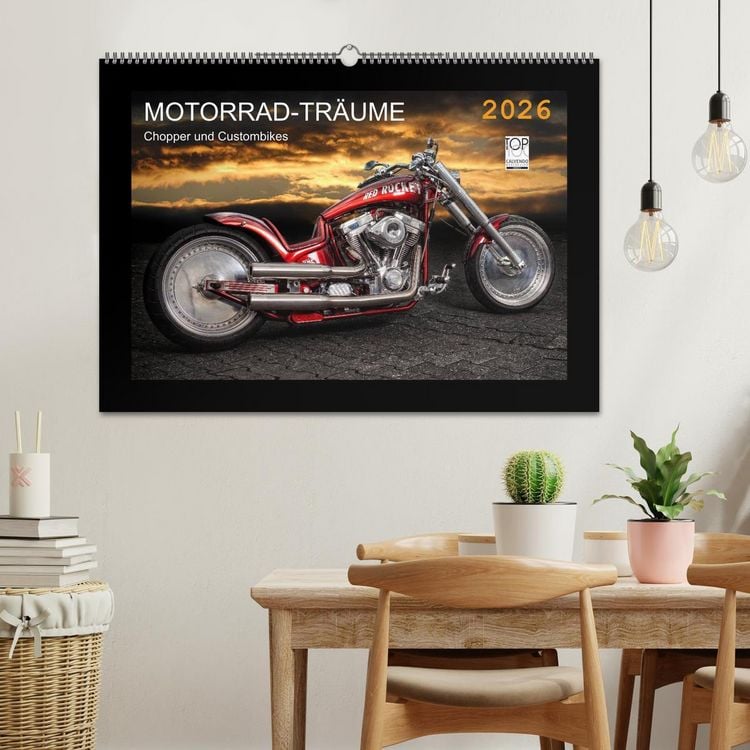 Produktbild: Motorrad-Tr&auml;ume &ndash; Chopper und Custombikes (Wandkalender 2026 DIN A2 quer), CALVENDO Monatskalender