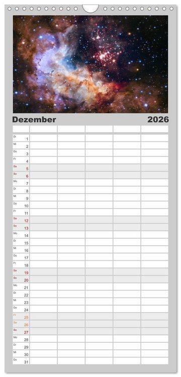Produktbild: Familienplaner 2026 - Hubble - 35 Jahre atemberaubende Aufnahmen mit 5 Spalten (Wandkalender, 21 x 45 cm) CALVENDO