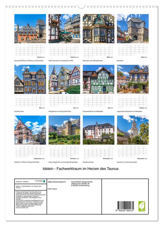 Produktbild: Idstein - Fachwerktraum im Herzen des Taunus (hochwertiger Premium Wandkalender 2026 DIN A2 hoch), Kunstdruck in Hochglanz