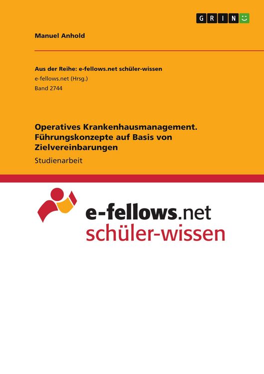 Produktbild: Operatives Krankenhausmanagement. F&uuml;hrungskonzepte auf Basis von Zielvereinbarungen