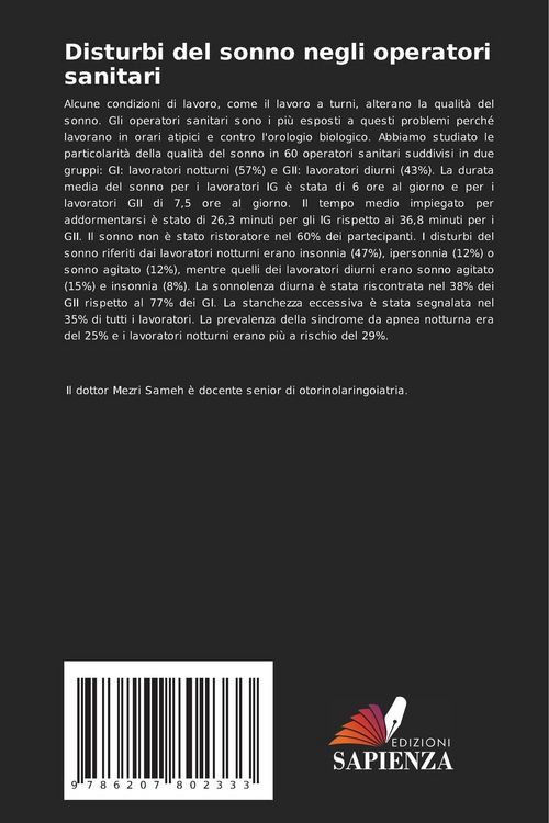 Produktbild: Disturbi del sonno negli operatori sanitari