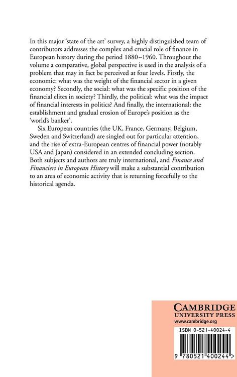 Produktbild: Finance and Financiers in European History 1880 1960