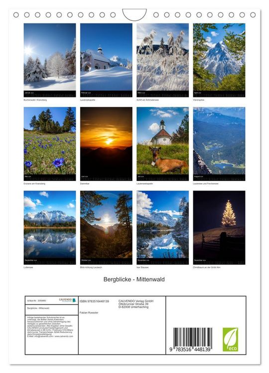 Produktbild: Bergblicke - Mittenwald (Wandkalender 2026 DIN A4 hoch), CALVENDO Monatskalender