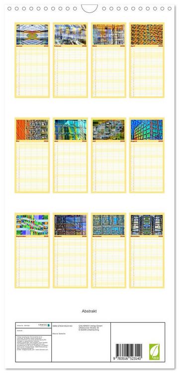 Produktbild: Familienplaner 2026 - Abstrakt mit 5 Spalten (Wandkalender, 21 x 45 cm) CALVENDO