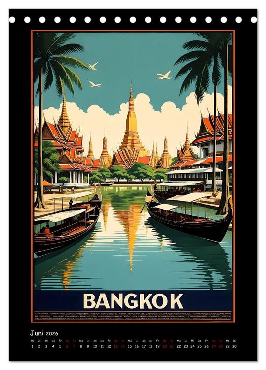 Produktbild: City Travel Poster - nostalgische St&auml;dtereise um die Welt (Tischkalender 2026 DIN A5 hoch), CALVENDO Monatskalender