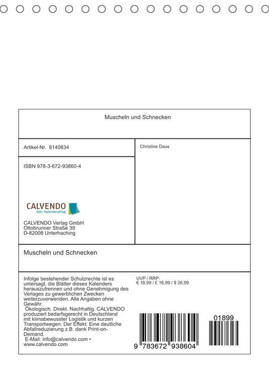 Produktbild: Muscheln und Schnecken (Tischkalender 2022 DIN A5 hoch)