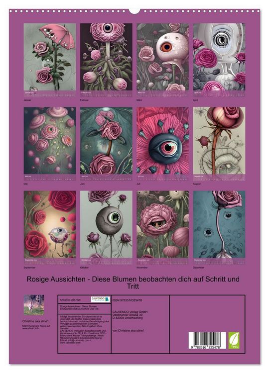 Produktbild: Rosige Aussichten - Diese Blumen beobachten dich auf Schritt und Tritt (hochwertiger Premium Wandkalender 2026 DIN A2 hoch), Kunstdruck in Hochglanz