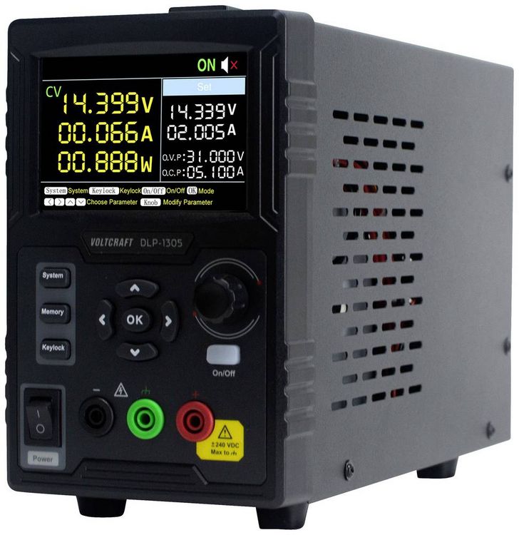 Produktbild: VOLTCRAFT DLP-1305 Labornetzger&auml;t, einstellbar 0 - 30 V 0 - 5 A 150 W Slave-Funktion Anzahl Ausg&auml;nge 1 x