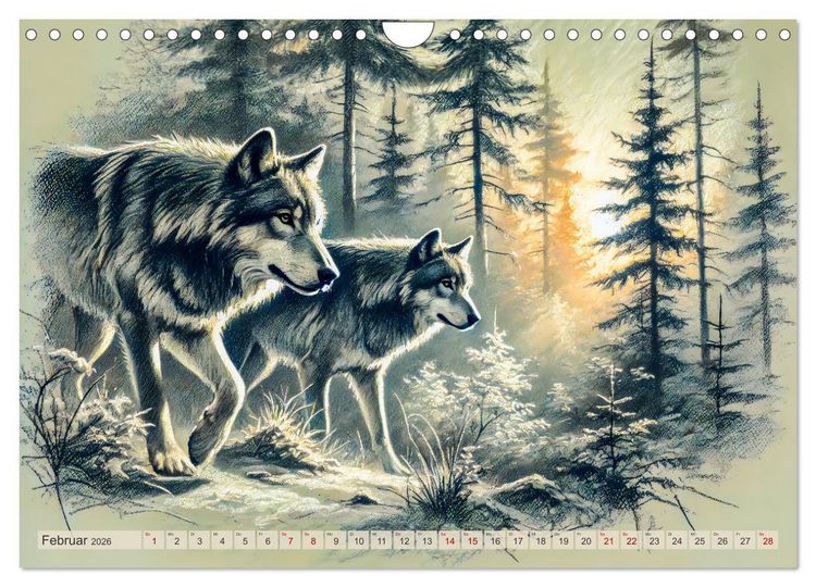 Produktbild: Die Eleganz der W&ouml;lfe - Mythische Begegnungen in der Natur (Wandkalender 2026 DIN A4 quer), CALVENDO Monatskalender