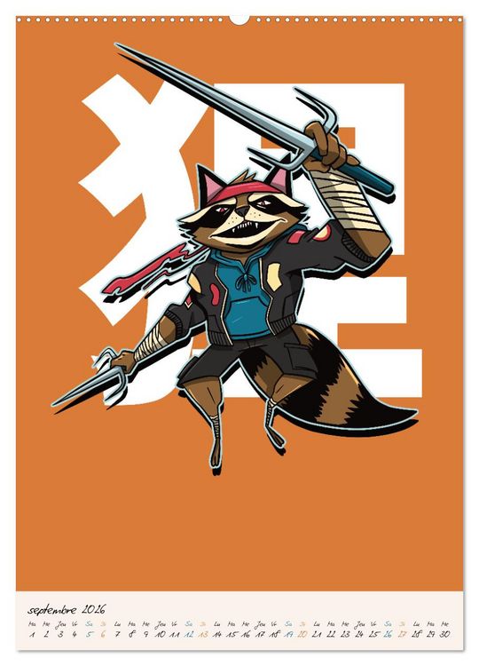 Produktbild: Animaux Samoura&iuml;s Dangereux (Calendrier mural 2026 DIN A2 horizontal) calendrier de bureau