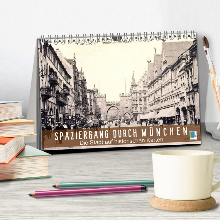 Produktbild: Spaziergang durch M&uuml;nchen &ndash; Die Stadt auf historischen Karten (Tischkalender 2026 DIN A5 quer), CALVENDO Monatskalender