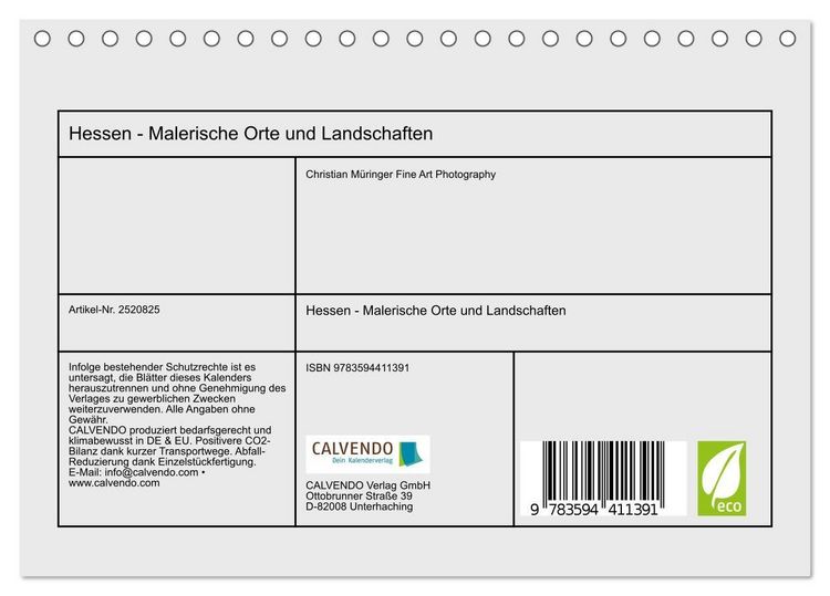 Produktbild: Hessen - Malerische Orte und Landschaften (Tischkalender 2027 DIN A5 quer), CALVENDO Monatskalender