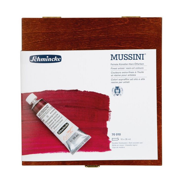 Produktbild: Schmincke Mussini &Ouml;lfarbe, Holzkasten, 10 x 35 ml Tuben