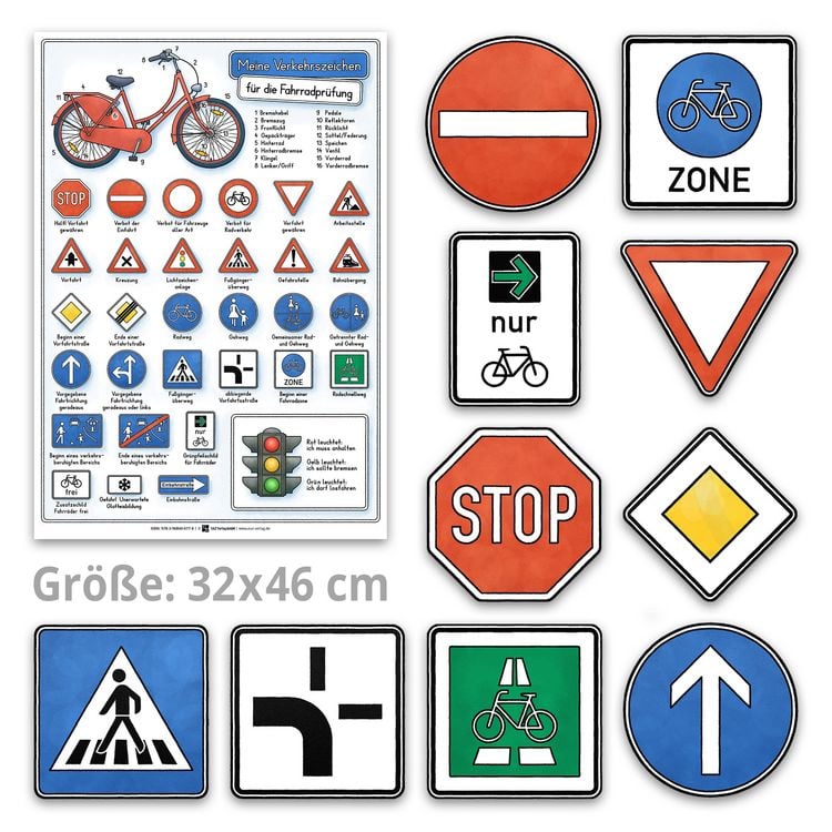Produktbild: Meine Verkehrszeichen f&uuml;r die Fahrradpr&uuml;fung- mit den neuen Verkehrszeichen