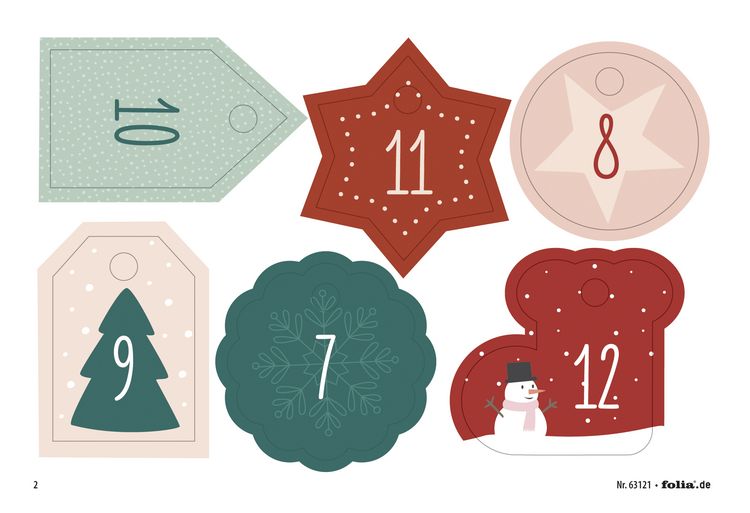 Produktbild: Folia Adventskalender-Set NATUR, Beutel in Juteoptik, 49-teilig, Beutelgr&ouml;&szlig;e 10x13cm, Farbe natur