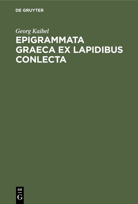 Produktbild: Epigrammata Graeca ex lapidibus conlecta