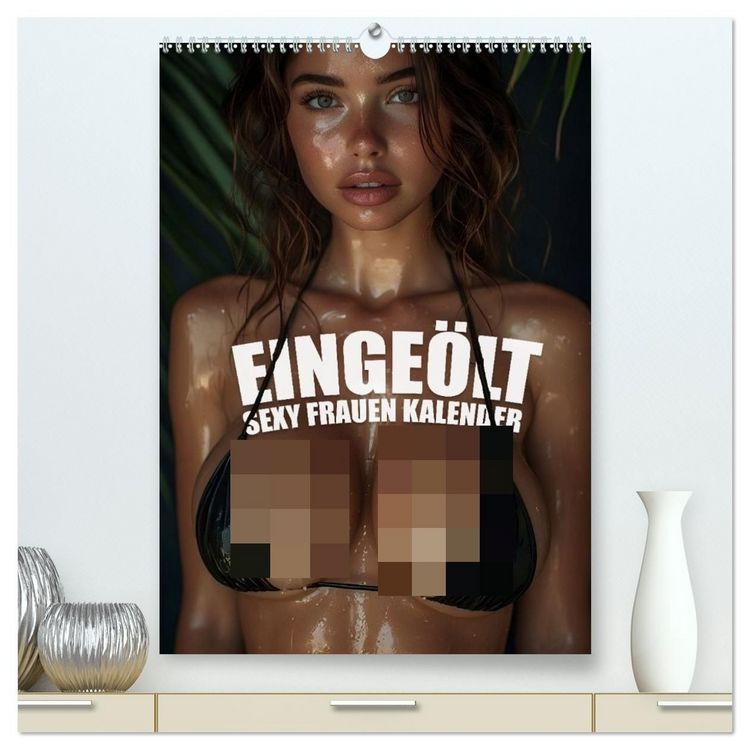Produktbild: Einge&ouml;lt - Sexy Frauen Kalender (hochwertiger Premium Wandkalender 2027 DIN A2 hoch), Kunstdruck in Hochglanz