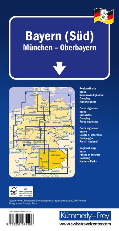 Produktbild: K&uuml;mmerly+Frey Regional-Strassenkarte 8 Bayern S&uuml;d 1:275.000