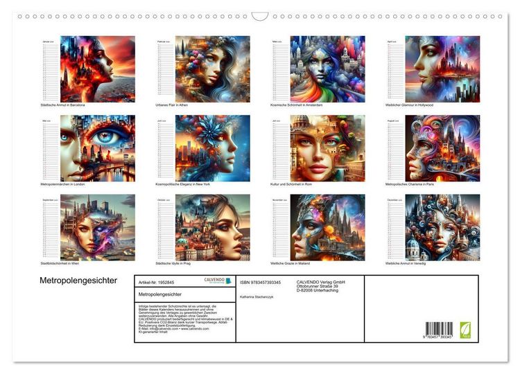Produktbild: Metropolengesichter (Wandkalender 2026 DIN A2 quer), CALVENDO Monatskalender