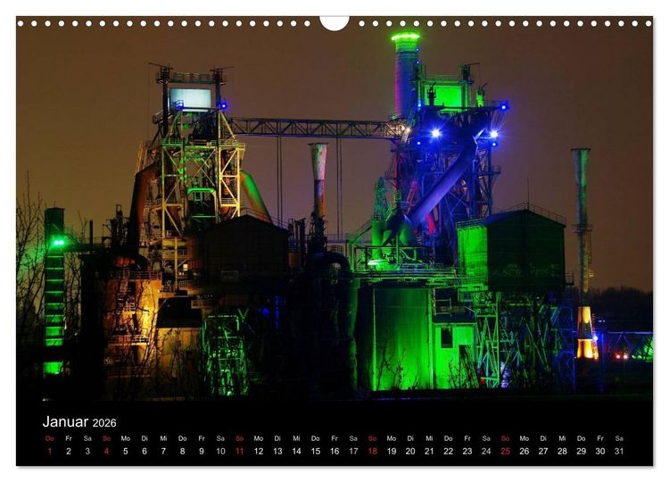 Produktbild: Wenn es Nacht wird im Ruhrgebiet (Wandkalender 2026 DIN A3 quer), CALVENDO Monatskalender
