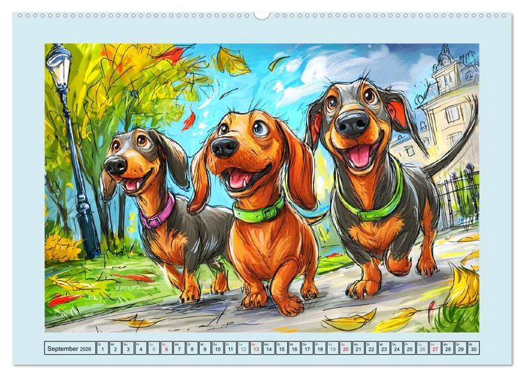 Produktbild: Dackel Fun. Zauberhafte Hunde Cartoons f&uuml;rs Herz (hochwertiger Premium Wandkalender 2026 DIN A2 quer), Kunstdruck in Hochglanz