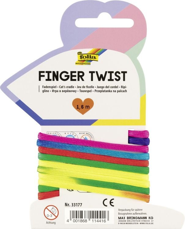 Produktbild: Folia Finger Twist, Fadenspiel 160cm, regenbogen