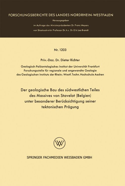 Produktbild: Der geologische Bau des s&uuml;dwestlichen Teiles des Massives von Stavelot (Belgien) unter besonderer Ber&uuml;cksichtigung seiner tektonischen Pr&auml;gung