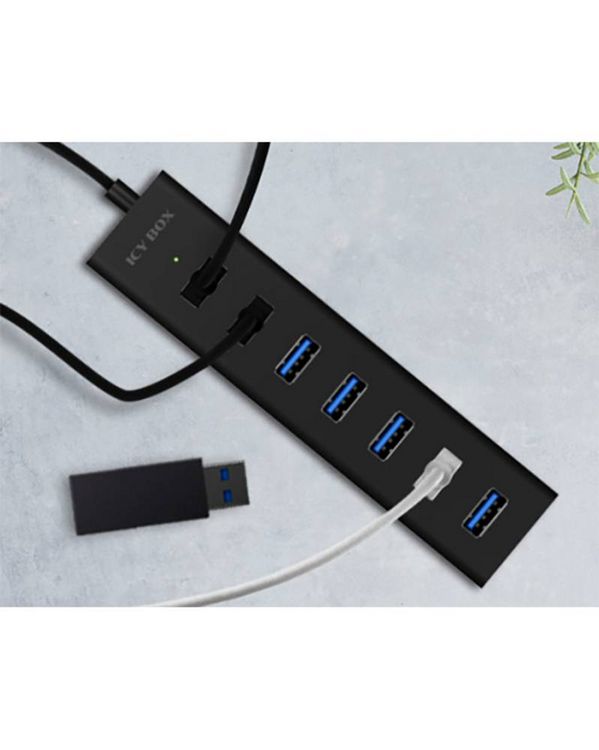Produktbild: ICY BOX IB-HUB1700-U3 USB-Hub 7 Port USB-A USB 3.0 5 GBit/s Schwarz IB-HUB1700-U3