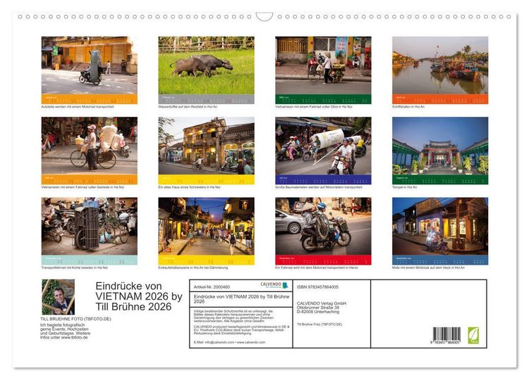 Produktbild: Eindr&uuml;cke von VIETNAM 2026 by Till Br&uuml;hne 2026 (Wandkalender 2026 DIN A2 quer), CALVENDO Monatskalender