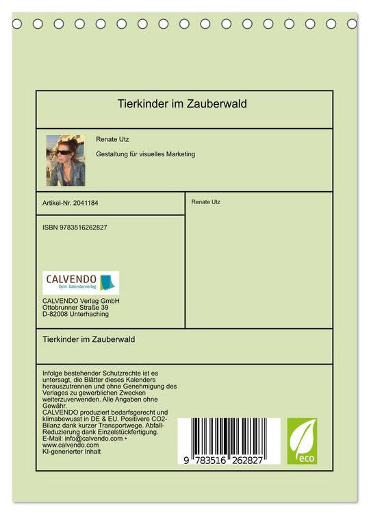 Produktbild: Tierkinder im Zauberwald (Tischkalender 2026 DIN A5 hoch), CALVENDO Monatskalender