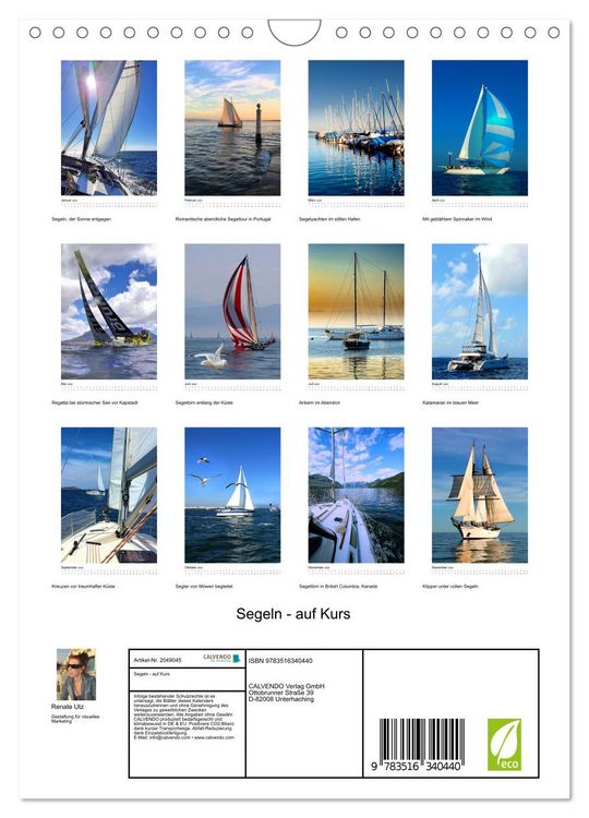 Produktbild: Segeln - auf Kurs (Wandkalender 2026 DIN A4 hoch), CALVENDO Monatskalender
